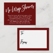 Einfache Handschrift ohne Wrap-Dusche Burgund Begleitkarte (Vorne/Hinten)