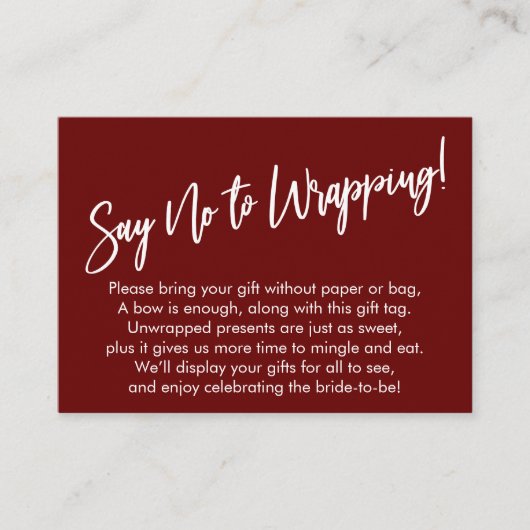 Einfache Handschrift Sage Nein zum Wrapping! Begleitkarte (Vorderseite)