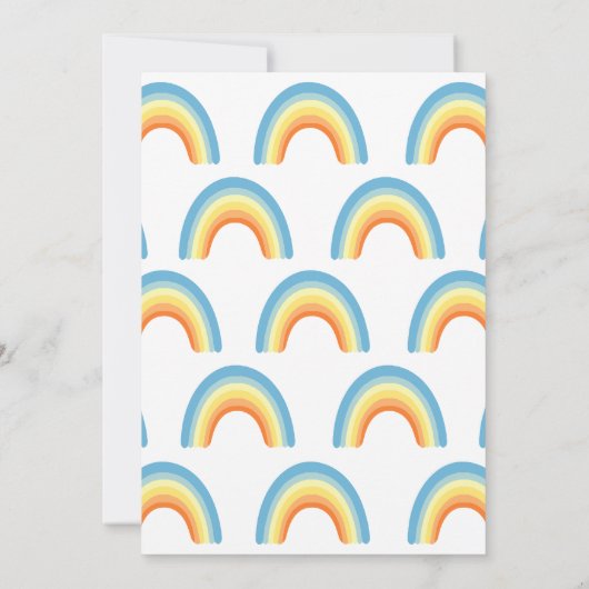 Einfache Handschrift Script Rainbow Baby Dusche Einladung (Rückseite)