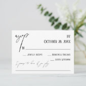 Einfache Handschrift Song Anfrage Hochzeit Weiß RSVP Karte (Stehend Vorderseite)