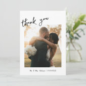 Einfache handschriftliche Handschrift und Foto-Hoc Dankeskarte (Stehend Vorderseite)