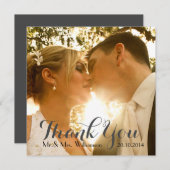 Einfache handschriftliche Hochzeit Foto Vielen Dan Dankeskarte (Vorne/Hinten)