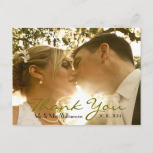 Einfache handschriftliche Hochzeit Foto Vielen Dan Postkarte