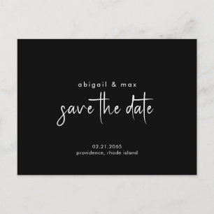 Einfache handschriftliche S/W-Hochzeit - Save-the- Postkarte