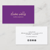 Einfache handschriftliche Typografie Lila Visitenkarte (Vorne/Hinten)