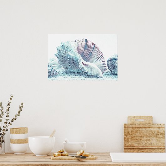 Einfache Handskizze Seashell Zeichnend | Poster (Küche)