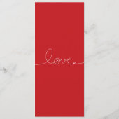 Einfache Handwrite Loopy Liebe Line Red Heart Wedd Programm (Rückseite)