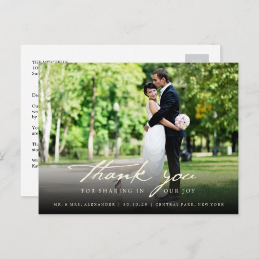 Einfache Handwrite Script Klasse Hochzeit Vielen D Postkarte (Vorne/Hinten)