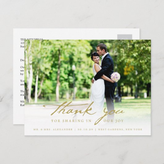 Einfache Handwrite Script Klasse Hochzeit Vielen D Postkarte (Vorne/Hinten)