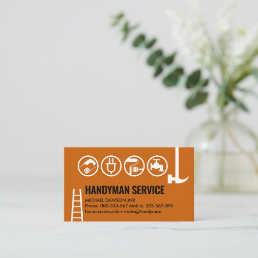 Einfache Handyman Tools Border Visitenkarte (Stehend Vorderseite)