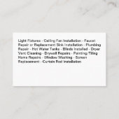 Einfache Handyman Zuhause Services Business Cards Visitenkarte (Rückseite)