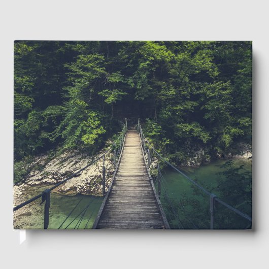 Einfache Hängebrücke über den Fluss Idrijca, Slove Gästebuch (Vorderseite)