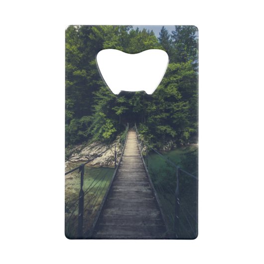 Einfache Hängebrücke über den Fluss Idrijca, Slove Geldbeutel Flaschenöffner (Vorderseite)