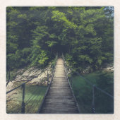 Einfache Hängebrücke über den Fluss Idrijca, Slove Glasuntersetzer (Vorderseite)
