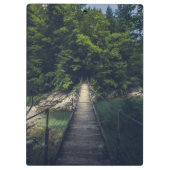 Einfache Hängebrücke über den Fluss Idrijca, Slove Klemmbrett (Rückseite)