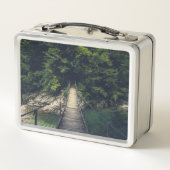 Einfache Hängebrücke über den Fluss Idrijca, Slove Metall Brotdose (Rückseite)