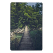 Einfache Hängebrücke über den Fluss Idrijca, Slove Mini Klemmbrett (Rückseite)