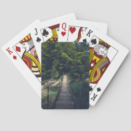 Einfache Hängebrücke über den Fluss Idrijca, Slove Spielkarten