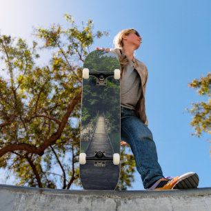 Einfache Hängebrücke über den Fluss Idrijca, Slowe Skateboard