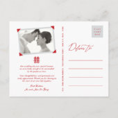 Einfache Hanging Double Xi Lanterns Chinesische Ho Ankündigungspostkarte (Rückseite)