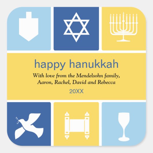 Einfache Hanukkah Icons Sticker (Vorderseite)