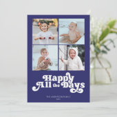 Einfache Hanukkah Vier Foto Feiertagskarte (Stehend Vorderseite)