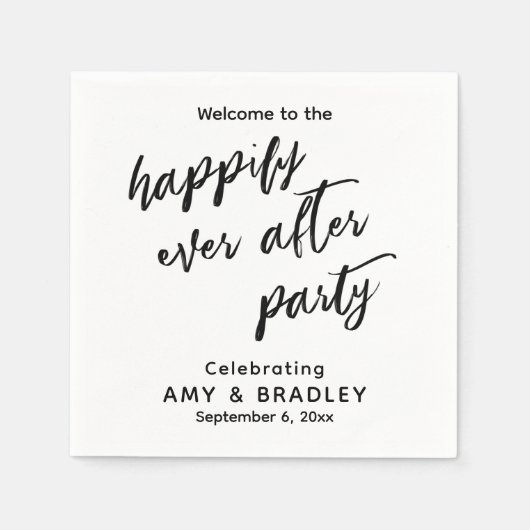 Einfache 'Happily Ever After Party'-Handschrift Serviette (Vorderseite)