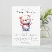 Einfache Happy Bear Baby Dusche Einladung (Stehend Vorderseite)