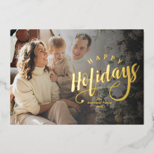 Einfache Happy Holidays Kalligrafie Schrift Foto Folien Feiertagskarte