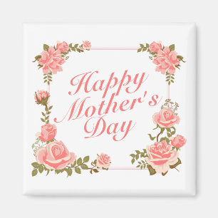 Einfache Happy Mother Day Floral Frame Magnet
