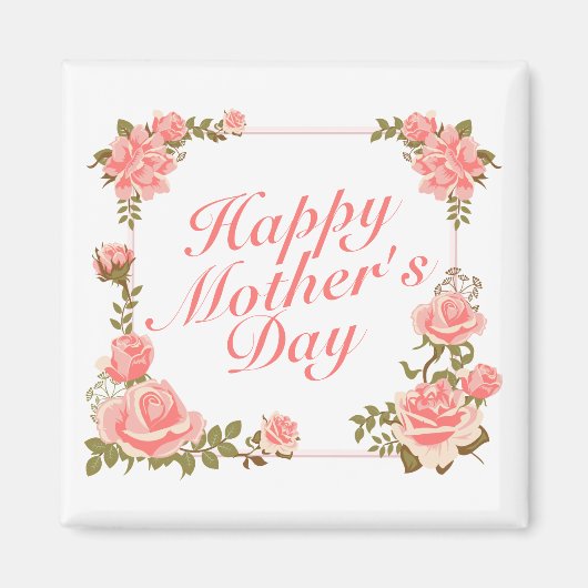 Einfache Happy Mother Day Floral Frame Magnet (Vorne)