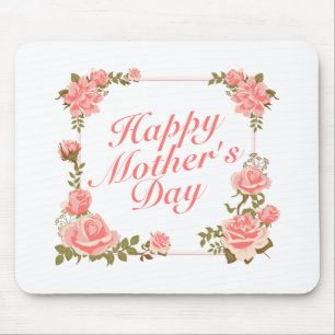 Einfache Happy Mother Day Floral Frame Mousepad