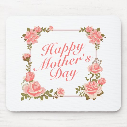 Einfache Happy Mother Day Floral Frame Mousepad (Vorne)