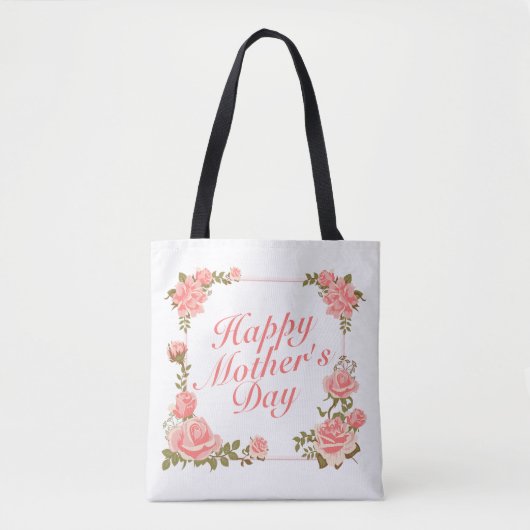 Einfache Happy Mother Day Floral Frame Tote Bag Tasche (Vorderseite)
