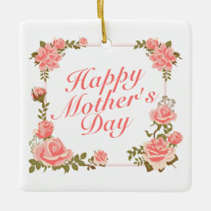 Einfache Happy Mother's Day Blumenrahmen Ornament