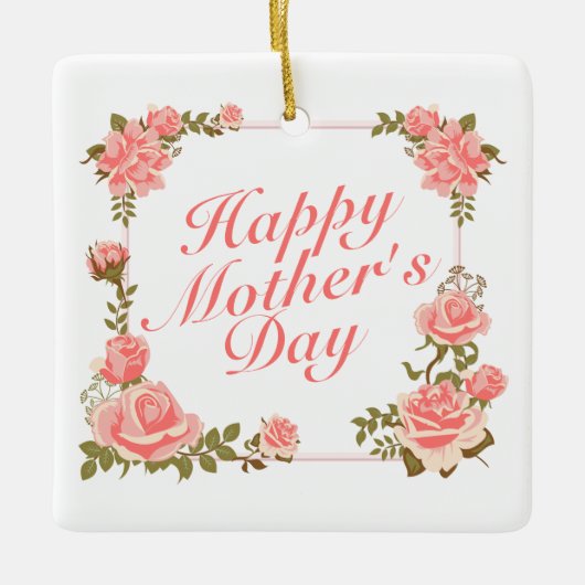 Einfache Happy Mother's Day Blumenrahmen Ornament (Vorderseite)