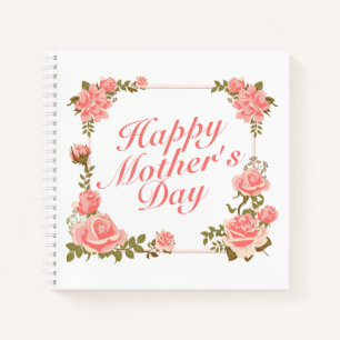 Einfache Happy Mother's Day Floral Frame Notebook Notizblock