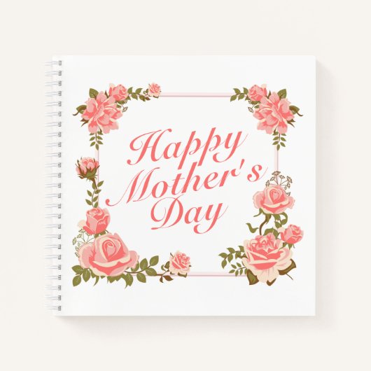 Einfache Happy Mother's Day Floral Frame Notebook Notizblock (Vorderseite)