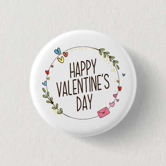 Einfache Happy Valentine's Day Wreath| Button (Vorderseite)