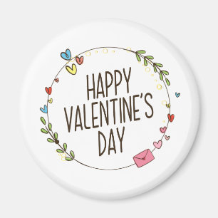Einfache Happy Valentine's Day Wreath Magnet