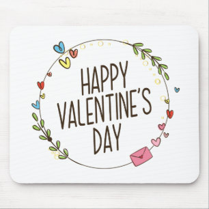 Einfache Happy Valentine's Day Wreath   Mousepad