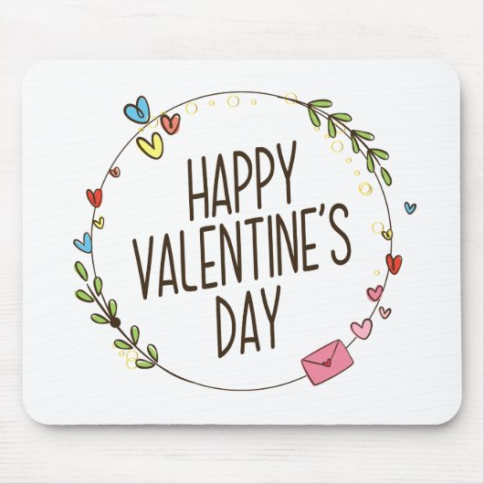 Einfache Happy Valentine's Day Wreath | Mousepad (Vorne)