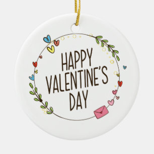 Einfache Happy Valentine's Day Wreath Ornament