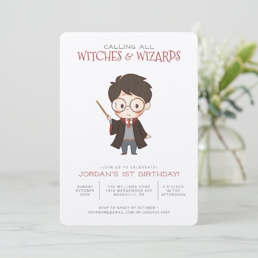 Einfache Harry Potter Einladung zum Geburtstag (Stehend Vorderseite)
