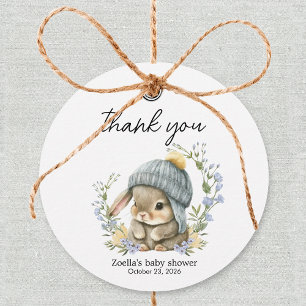 Einfache Hasen-Kaninchen-Baby-Shower-Geschenkkarte Geschenkanhänger