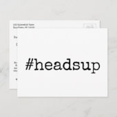 Einfache Hashtag-Headsup Postkarte (Vorne/Hinten)
