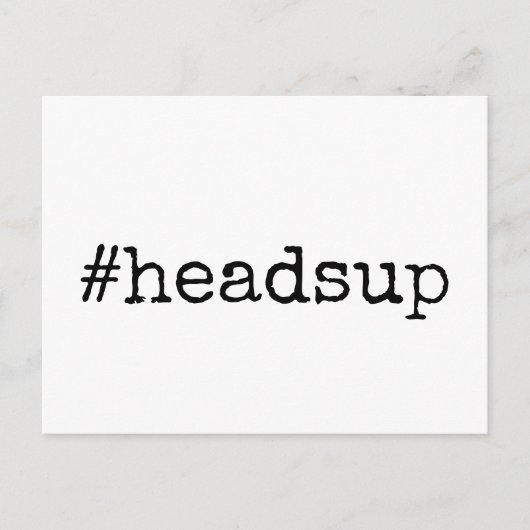 Einfache Hashtag-Headsup Postkarte (Vorderseite)