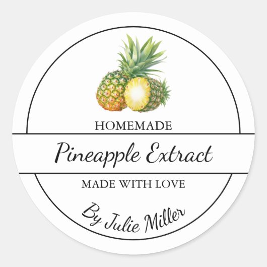Einfache, hausgemachte Ananas-Extraktionsmarke Runder Aufkleber (Vorderseite)