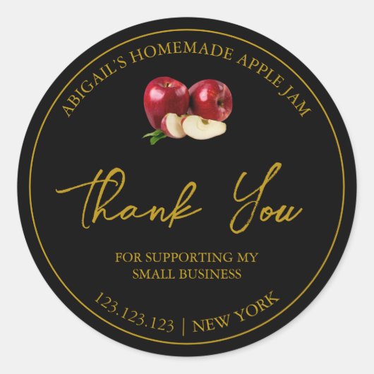 Einfache hausgemachte Apfelmus Danke Label Runder Aufkleber (Vorderseite)