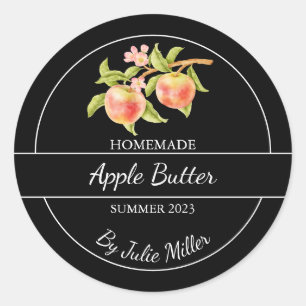 Einfache, hausgemachte Apple Butter Etikett Schwar Runder Aufkleber